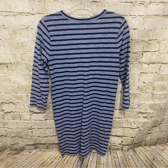 J.Crew Striped Side Zip T-Shirt Dress Heather Blue Casual - Picture 5 of 7